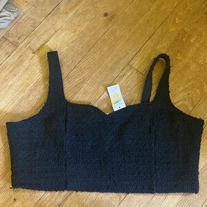 NWT Abercrombie and Fitch Black Tweed Sweetheart Crop Tank Top XXL Adjustable